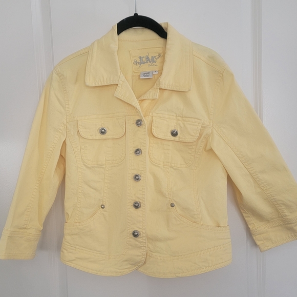 Live a Little, small, yellow, denim jacket - Picture 2 of 3